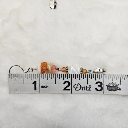 Coral Stone Chip and Pearly Shell Dangles