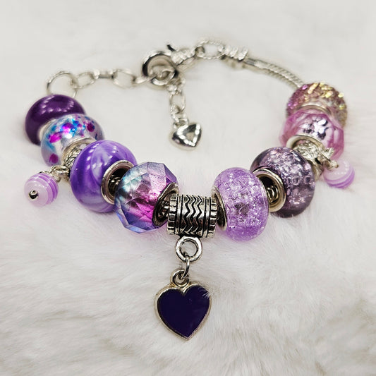 Customized Purple Heart Charm Bracelet