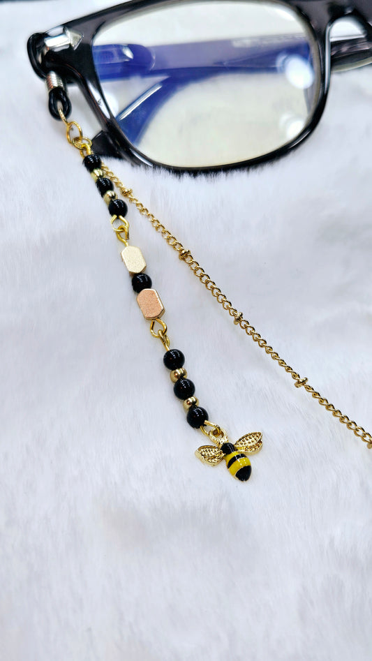 Black & Yellow Bee's on Gold Glasses Chain
