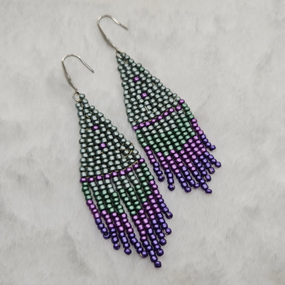 Lavender Forrest Beaded Fringe Earrings