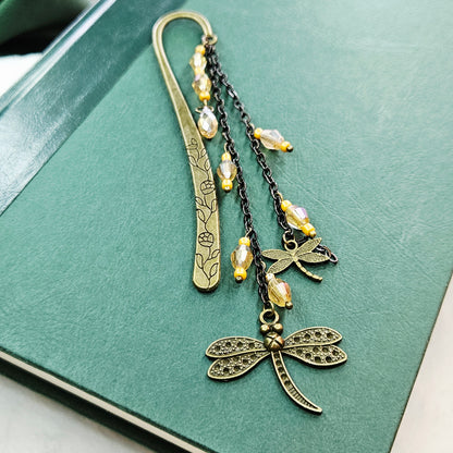 Fields of Gold Double Dragonfly Charmed Hook Bookmark
