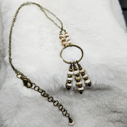Rustic Brass and Stone Chandelier Pendant Necklace