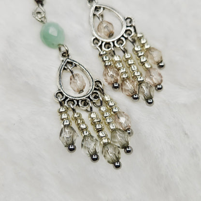 Green Aquamarine and Smoky Crystal Mini Chandelier Earrings